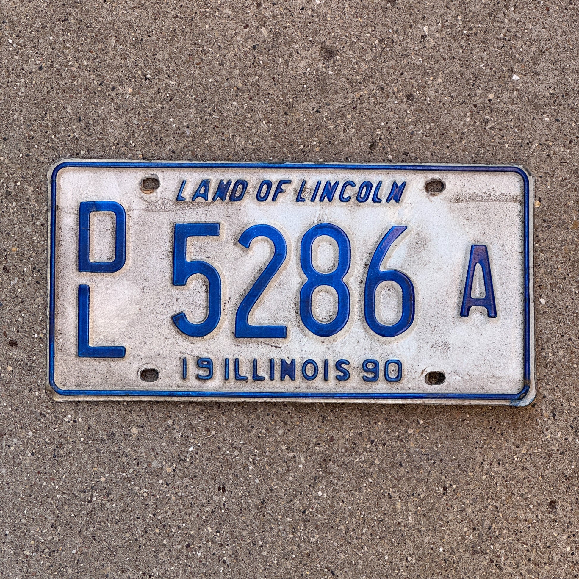 Photo of a 1990 Illinois Dealer License Plate Auto Tag 2 Vintage Garage 5286 A with original patina