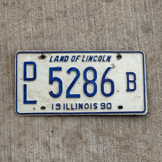 Photo of a 1990 Illinois Dealer License Plate Auto Tag 2 Vintage Garage 5286 B with original patina