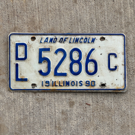 Photo of a 1990 Illinois Dealer License Plate Auto Tag 2 Vintage Garage 5286 C with original patina