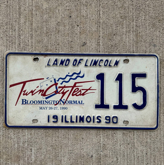 Photo of a 1990 Illinois Event License Plate Tag 1 Twin City Fest Bloomington Normal 115