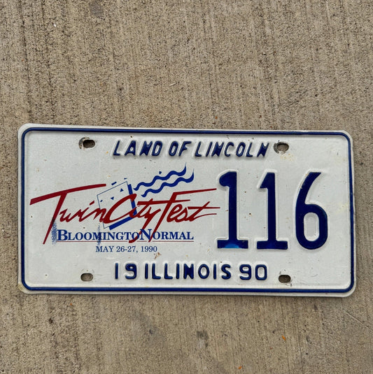Photo of a 1990 Illinois Event License Plate Tag 1 Twin City Fest Bloomington Normal 116
