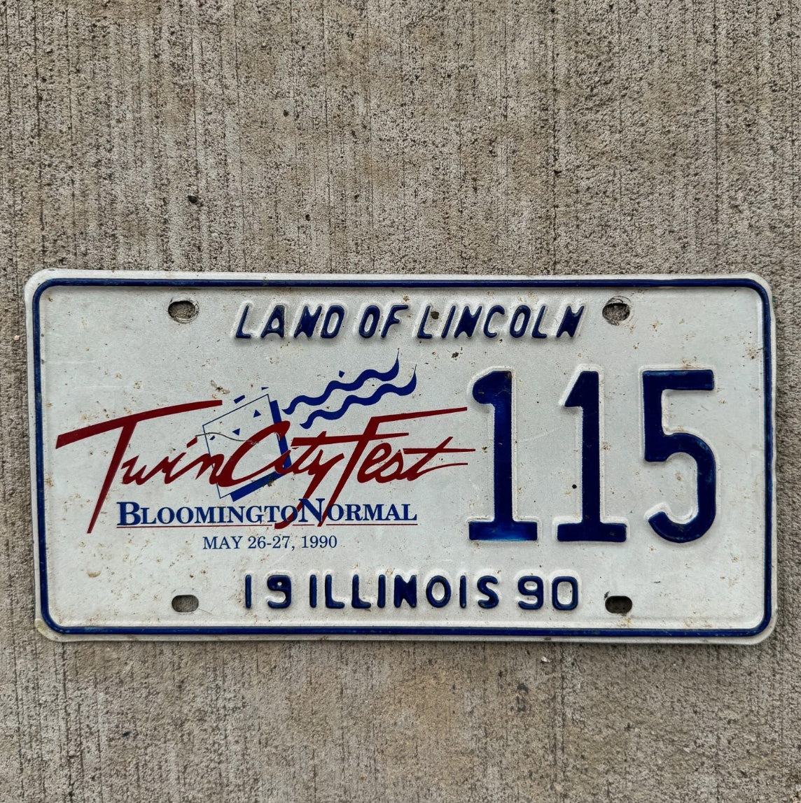 Photo of a 1990 Illinois Event License Plate Tag 2 Twin City Fest Bloomington Normal 115