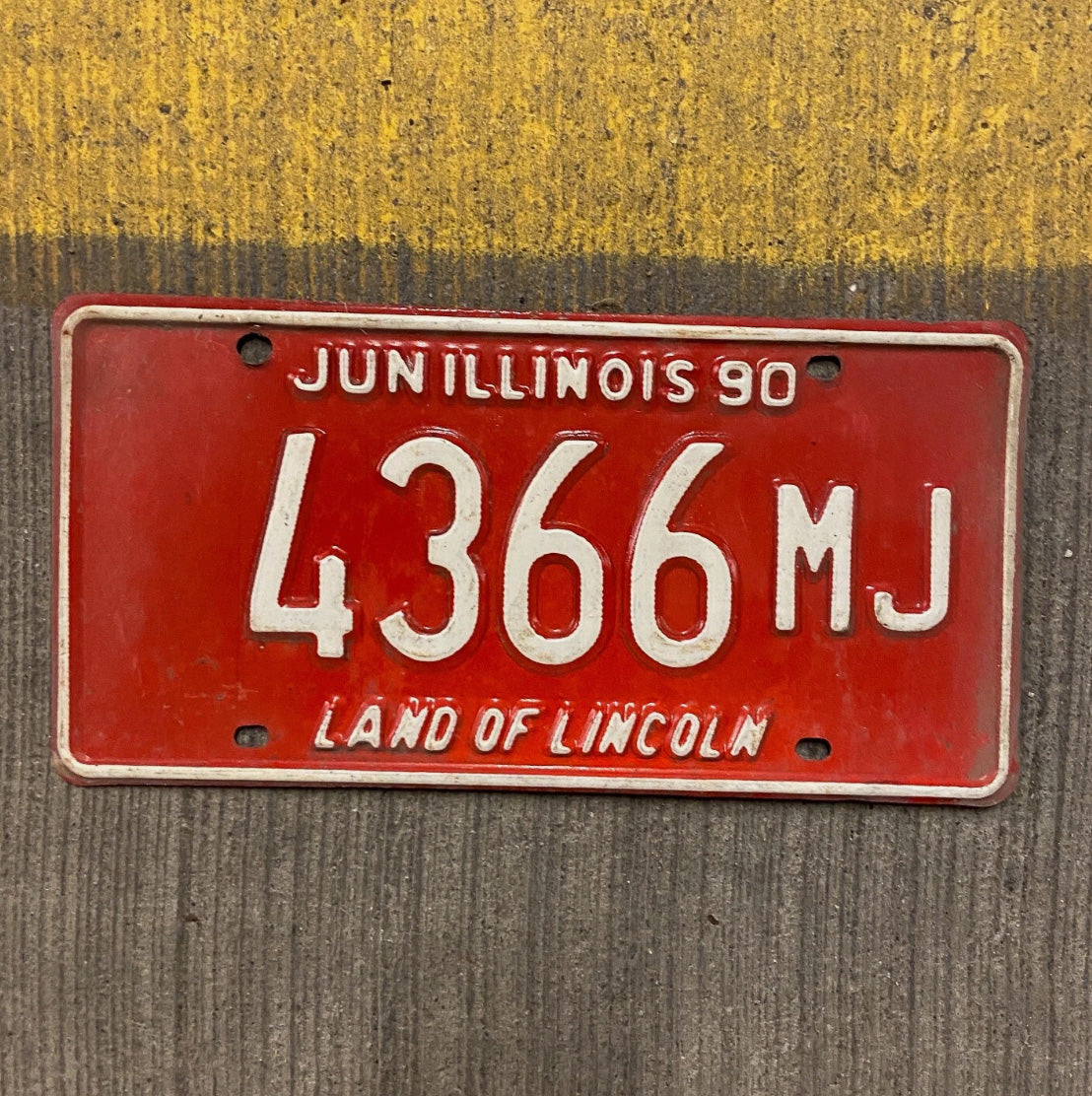 Photo of a 1990 Illinois Mileage Tax License Plate Auto Tag Garage Decor Vintage 4366 MJ