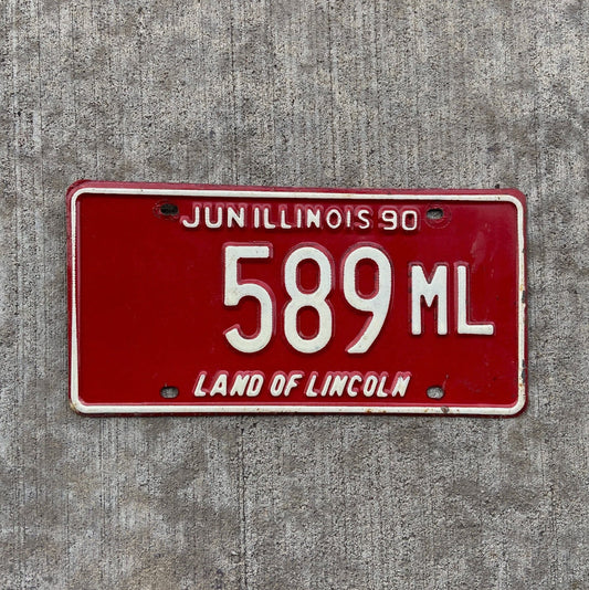 Photo of a 1990 Illinois Truck Mileage Tax License Plate Auto Tag Garage Decor Vintage 589 ML with original patina