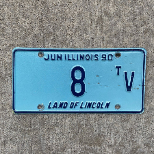 Photo of a 1990 Illinois Truck Tractor License Plate Auto Tag Garage Decor Vintage Low Number Single Digit 8 TV with original patina