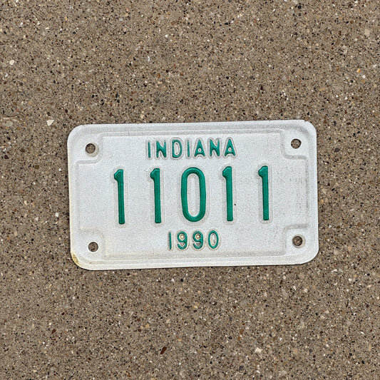 Photo of a 1990 Indiana Motorcycle License Plate Auto Tag Garage Decor Vintage Palindrome 11011