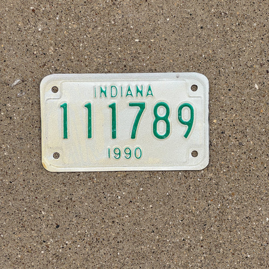 Photo of a 1990 Indiana Motorcycle License Plate Auto Tag Garage Decor Vintage Repeat Repeating 111 789
