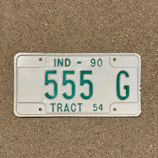 Photo of a 1990 Indiana Tractor License Plate Auto Tag Garage Decor Vintage 555 G