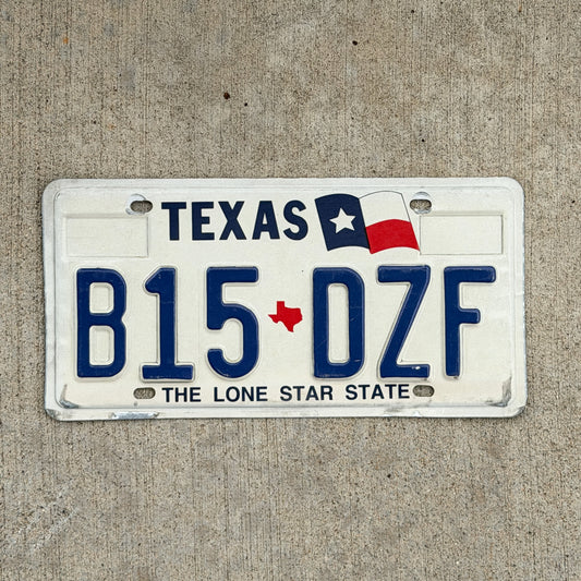 Photo of a 1990 Texas License Plate Auto Tag Garage Decor Vintage B15 DZF with original patina