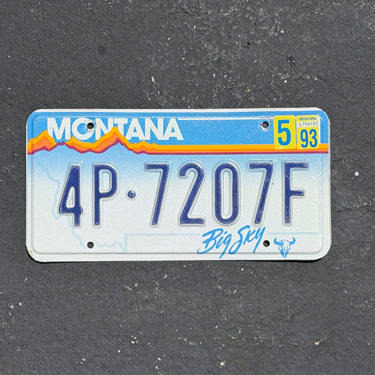 Photo of a 1991 1993 Montana License Plate Auto Tag Garage Decor Vintage 4P 7207F with original patina