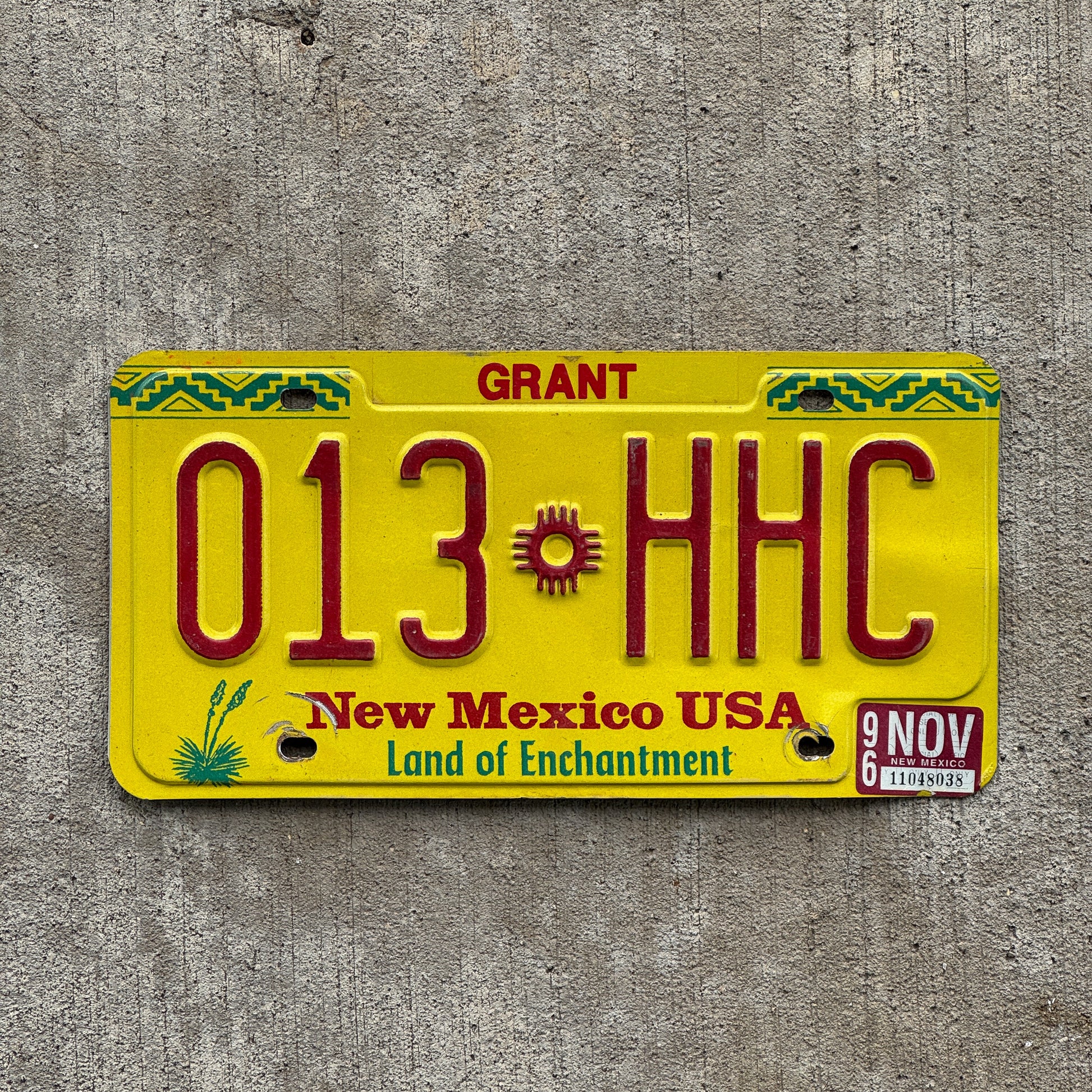 Photo of a 1991 1996 New Mexico License Plate Auto Tag Garage Decor Vintage 013 HHC with original patina
