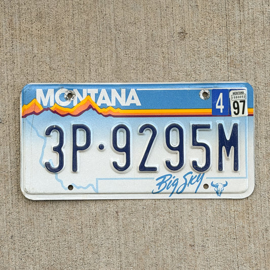 Photo of a 1991 1997 Montana License Plate Auto Tag Garage Decor Vintage 3P 9295M with original patina