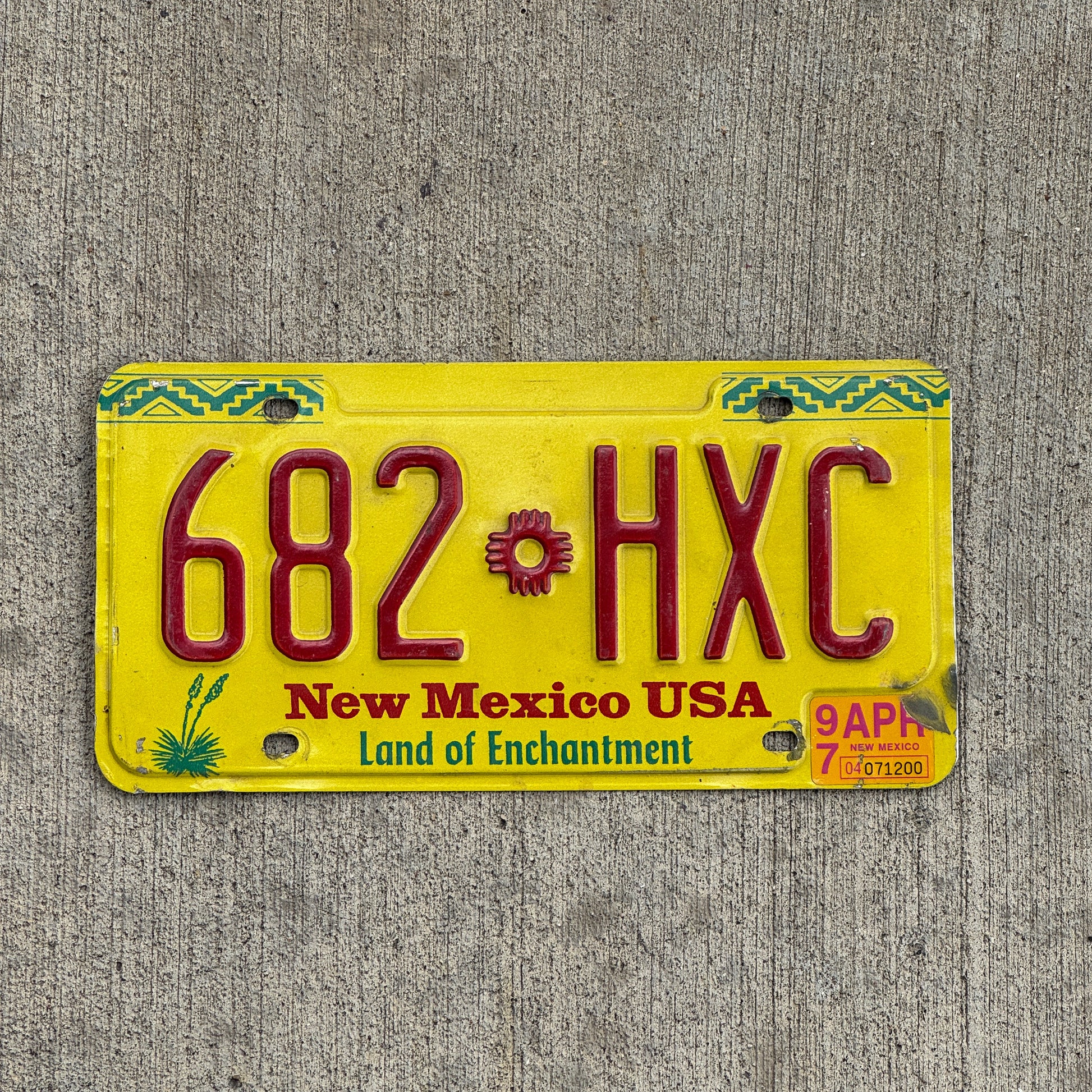 Photo of a 1991 1997 New Mexico License Plate Auto Tag Garage Decor Vintage 682 HXC with original patina