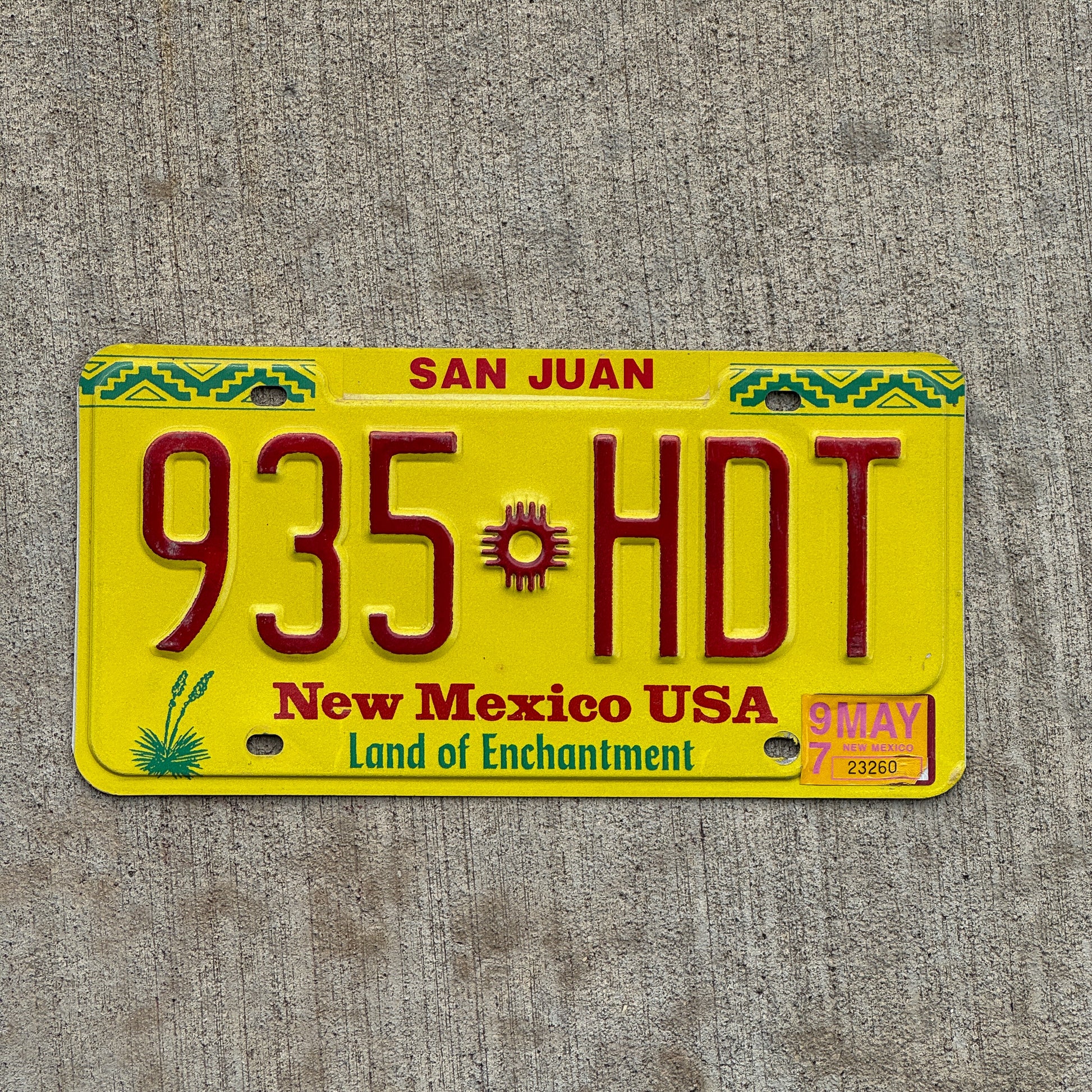 Photo of a 1991 1997 New Mexico License Plate Auto Tag Garage Decor Vintage 935 HDT with original patina