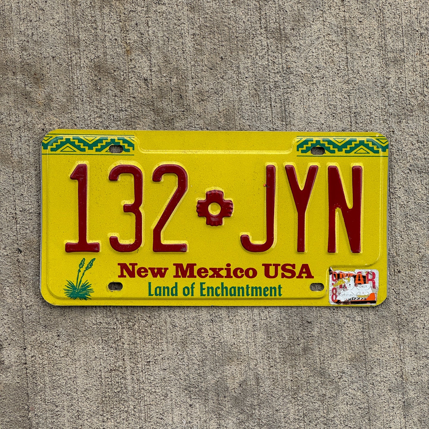 Photo of a 1991 1998 New Mexico License Plate Auto Tag Garage Decor Vintage 132 JYN with original patina