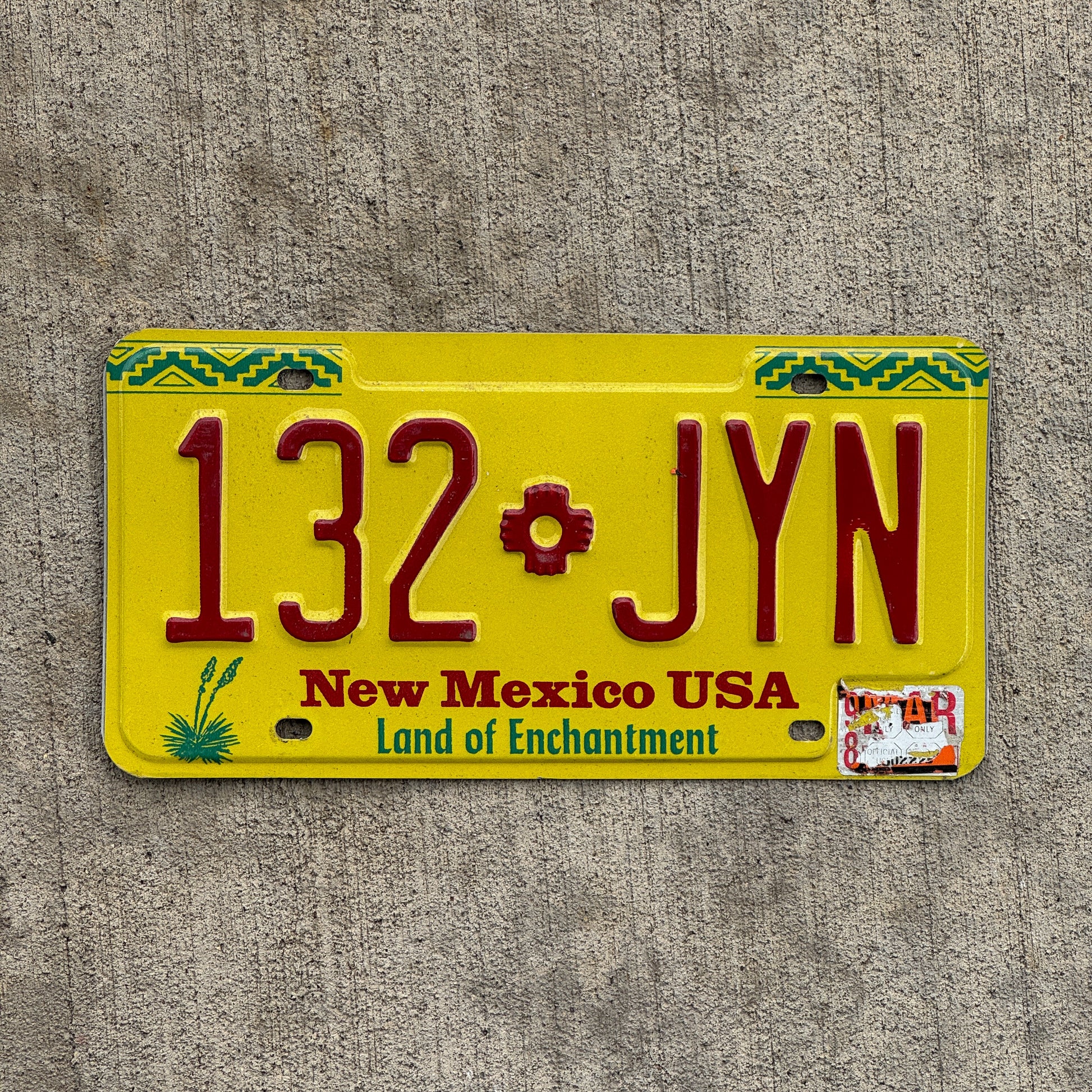 Photo of a 1991 1998 New Mexico License Plate Auto Tag Garage Decor Vintage 132 JYN with original patina