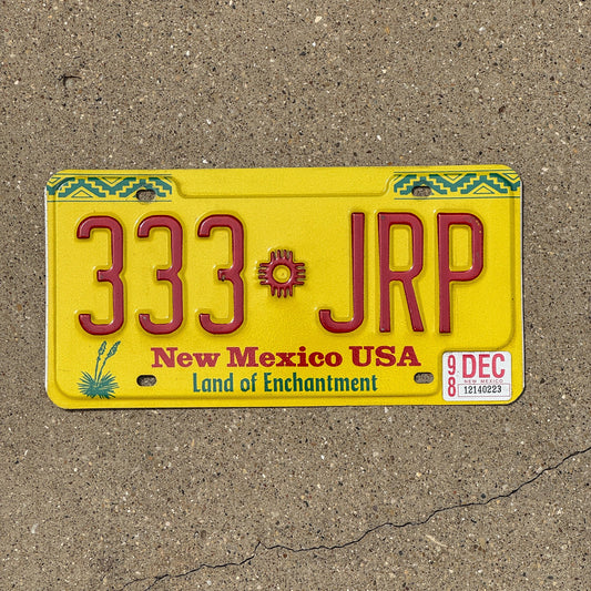 Photo of a 1991 1998 New Mexico License Plate Auto Tag Garage Decor Vintage Repeat Repeating 333 JRP