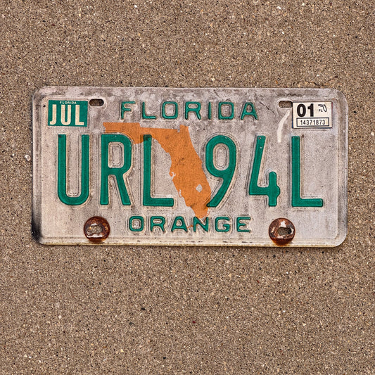 Photo of a 1991 2001 Florida License Plate Auto Tag Garage Decor Vintage Web Website URL 94L