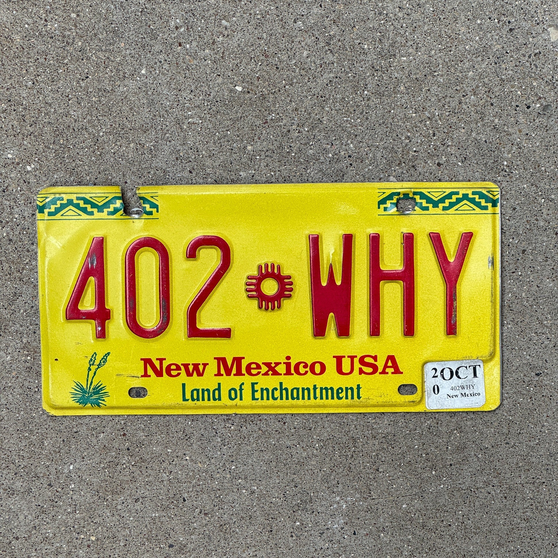 Photo of a 1991 2020 New Mexico License Plate Auto Tag Garage Decor Vintage 402 WHY