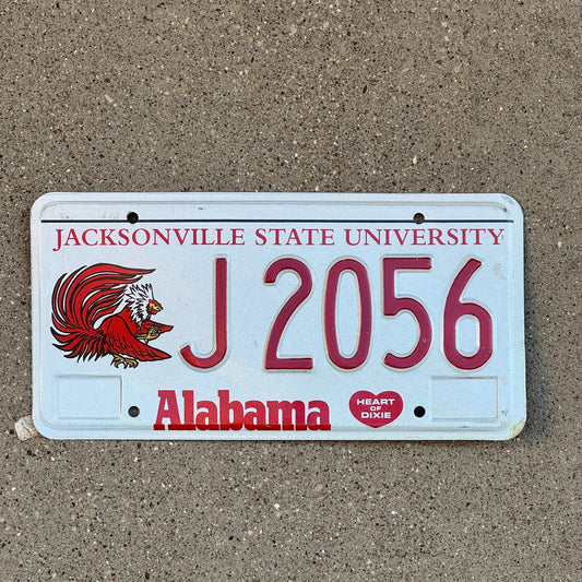 Photo of a 1991 Alabama Graphic / Specialty License Plate Auto Tag Garage Decor Vintage Jacksonville State University J 2056 with original patina