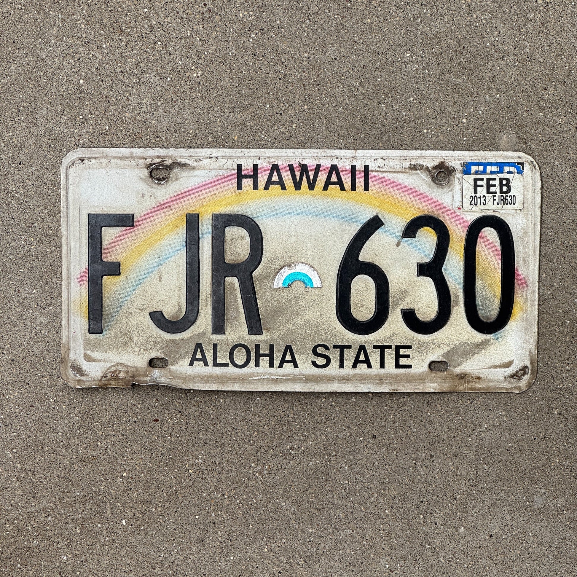 Photo of a 1991 Hawaii License Plate Auto Tag Garage Decor Vintage Rainbow FJR 630