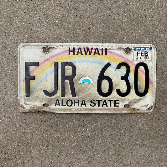 Photo of a 1991 Hawaii License Plate Auto Tag Garage Decor Vintage Rainbow FJR 630