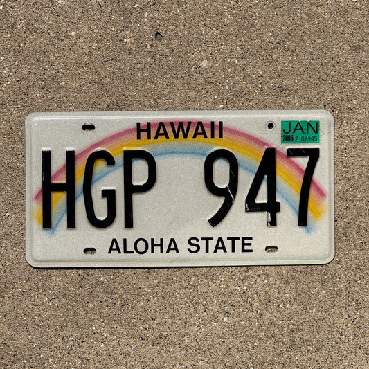 Photo of a 1991 Hawaii License Plate Auto Tag Garage Decor Vintage Rainbow HGP 947