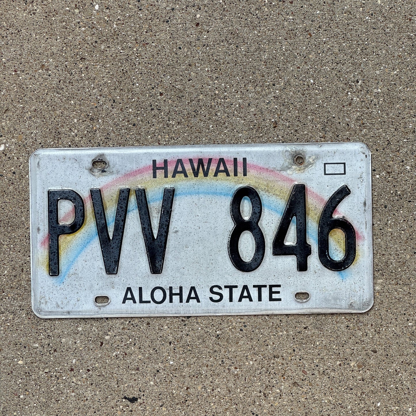 Photo of a 1991 Hawaii License Plate Auto Tag Garage Decor Vintage Rainbow PVV 846