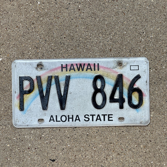 Photo of a 1991 Hawaii License Plate Auto Tag Garage Decor Vintage Rainbow PVV 846