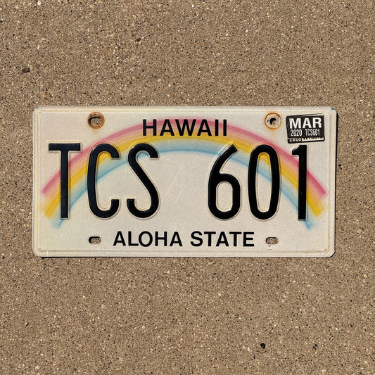 Photo of a 1991 Hawaii License Plate Auto Tag Garage Decor Vintage Rainbow TCS 601