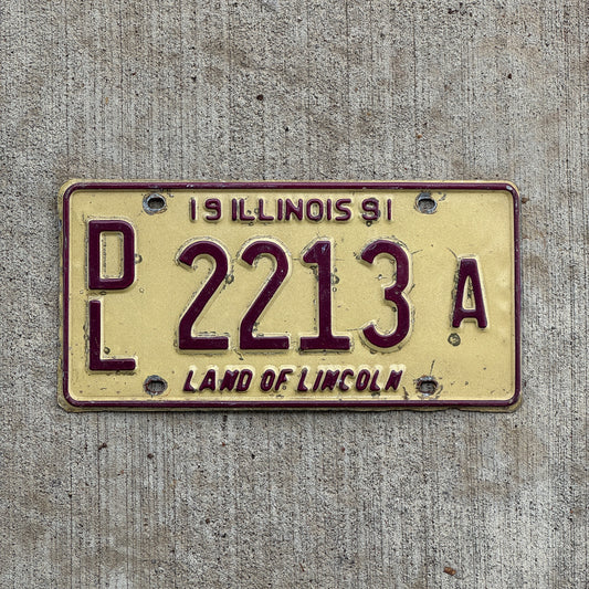 Photo of a 1991 Illinois Dealer License Plate Auto Tag 2 Vintage Garage 2213 A with original patina