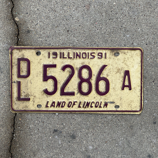 Photo of a 1991 Illinois Dealer License Plate Auto Tag 2 Vintage Garage 5286 A with original patina
