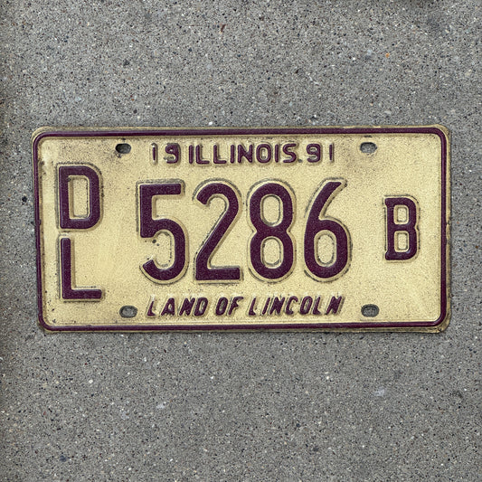 Photo of a 1991 Illinois Dealer License Plate Auto Tag 2 Vintage Garage 5286 B with original patina