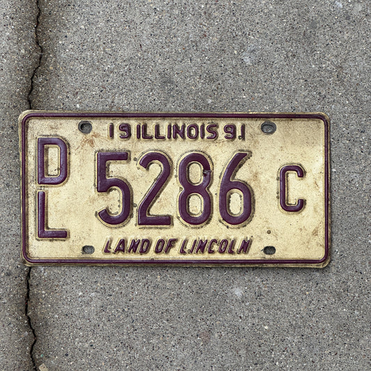 Photo of a 1991 Illinois Dealer License Plate Auto Tag Garage Decor Vintage 5286 C with original patina