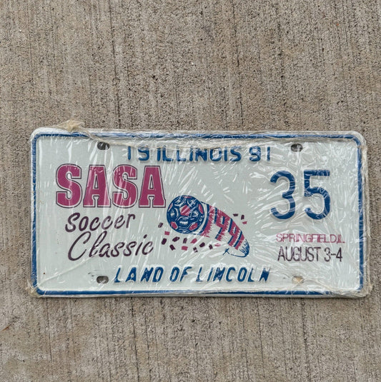 Photo of a 1991 Illinois Event License Plate Auto Tag Soccer Classic SASA Springfield IL 35