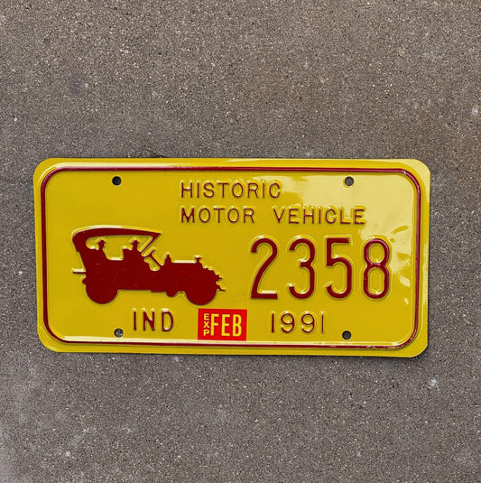 Photo of a 1991 Indiana Historic Vehicle License Plate Auto Tag Garage Decor 2358