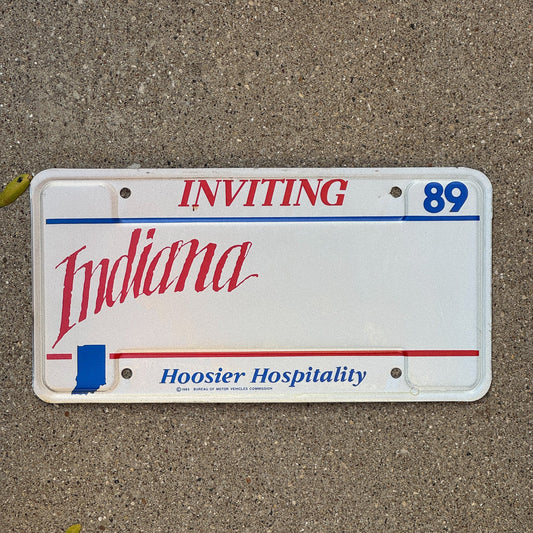 Photo of a 1991 Indiana License Plate Auto Tag Garage Decor Vintage Prototype Test BLANK with original patina