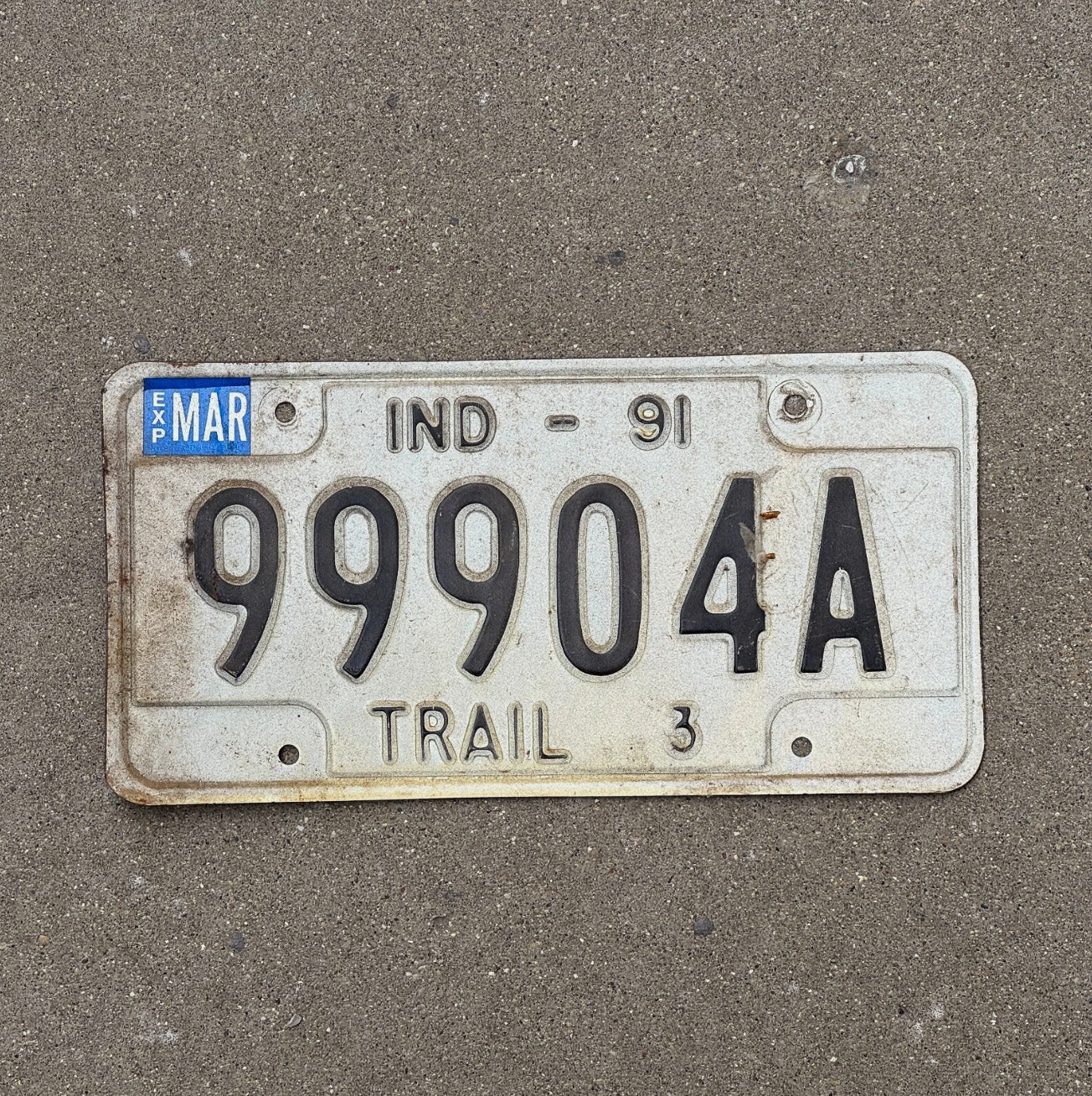 Photo of a 1991 Indiana Trailer License Plate Auto Tag Garage Decor 99904 A