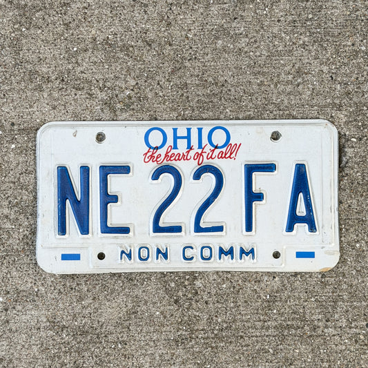 Photo of a 1991 Ohio Truck License Plate Auto Tag Garage Decor Vintage NE 22 FA with original patina
