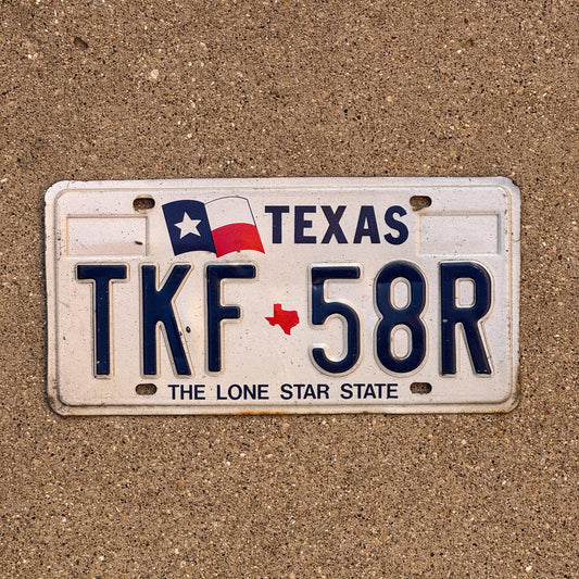 Photo of a 1991 Texas License Plate Auto Tag Garage Decor Vintage TKF 58R