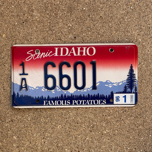 Photo of a 1992 1996 Idaho License Plate Auto Tag Garage Decor Vintage 1A 6601