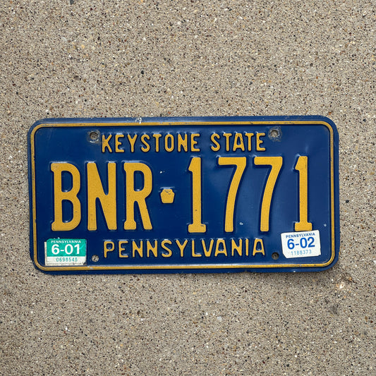 Photo of a 1992 2002 Pennsylvania License Plate Auto Tag Garage Decor Vintage BNR 1771 with original patina