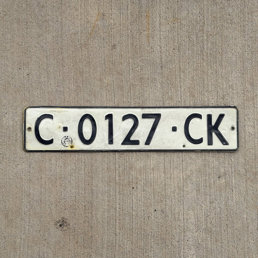 Photo of a 1992 Bulgaria License Plate Auto Tag Garage Decor Vintage Sofia City C 0127 CK with original patina