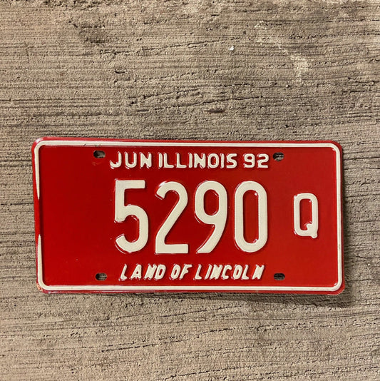 Photo of a 1992 Illinois Truck License Plate Auto Tag Garage Decor Vintage 5290 Q with original patina