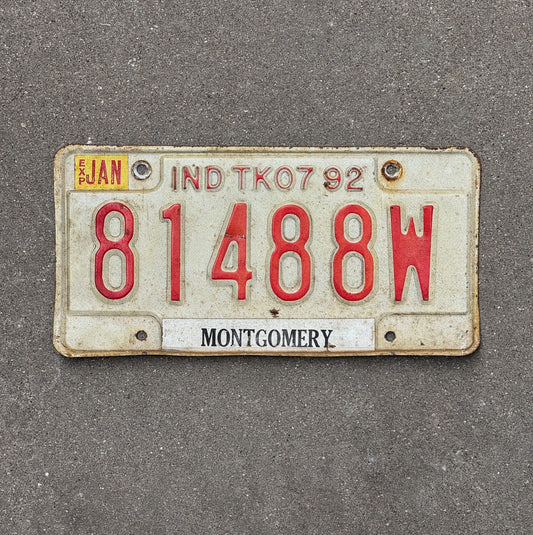 Photo of a 1992 Indiana Truck License Plate Auto Tag Garage Decor 81488 W