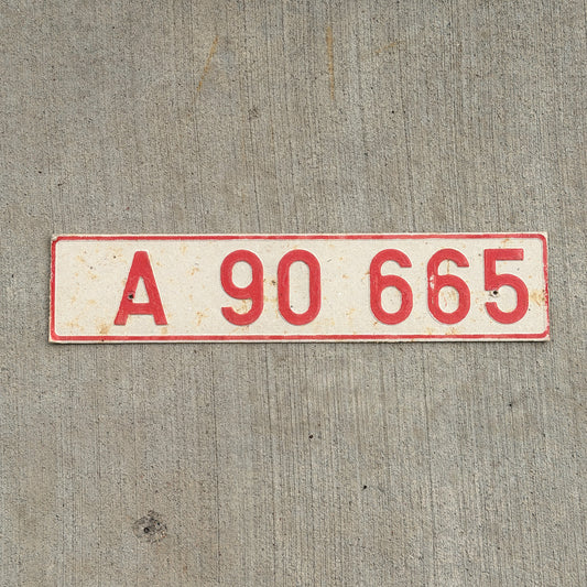 Photo of a 1992 Lithuania Temporary License Plate Auto Tag Garage Decor Vintage A 90 665 with original patina