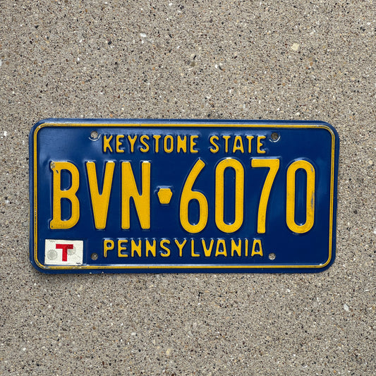 Photo of a 1992 Pennsylvania License Plate Auto Tag Garage Decor Vintage BVN 6070 with original patina