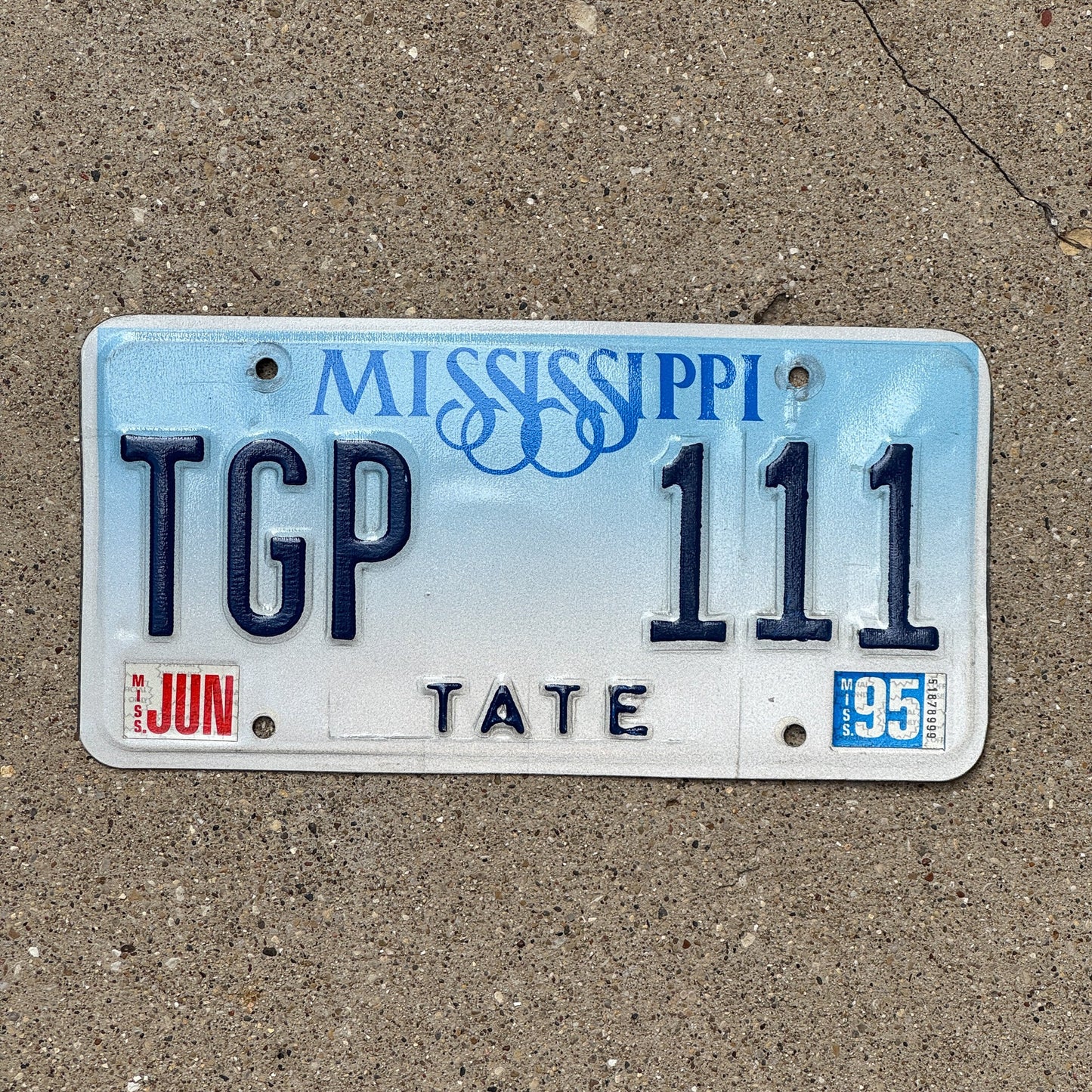 Photo of a 1993 1995 Mississippi License Plate Auto Tag Garage Decor Vintage Repeat Repeating TGP 111