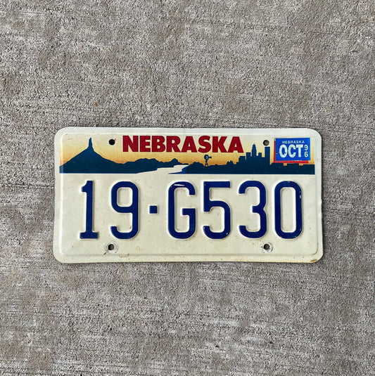 Photo of a 1993 1996 Nebraska License Plate Auto Tag Garage Decor Vintage 19 G530 with original patina