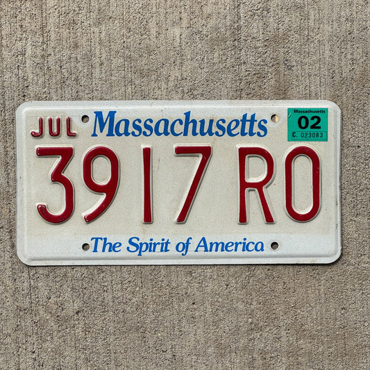 Photo of a 1993 2002 Massachusetts License Plate Auto Tag Garage Decor Vintage 3917 RO